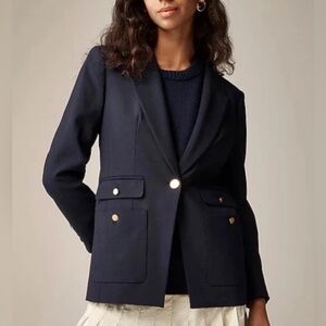J. Crew Vivienne Blazer in Italian Bi-Stretch Wool Blend Navy Blue - Sz. 12 $228